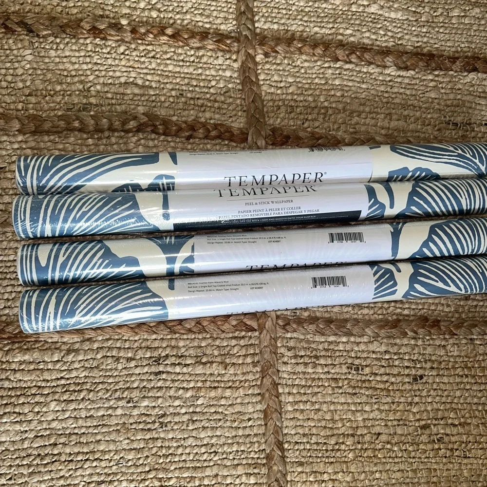 Peel and Stick Coastal Tempaper Blue Botanical Wallpaper 4 rolls